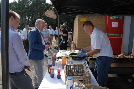 Customers, suppliers and staff enjoy a lunchtime hog roast at Europlacer Distribution’s User Group event.
